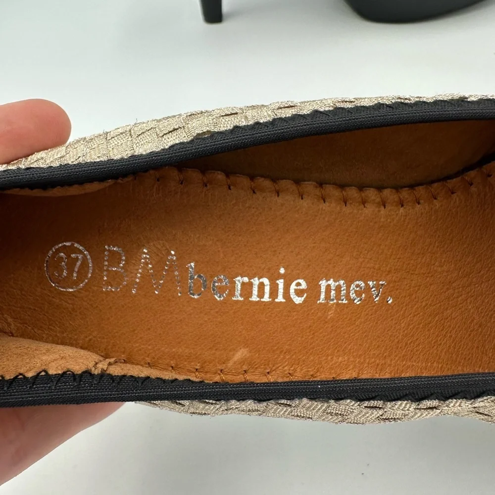 Bernie Mev Cream Platform Heels Woven Textured Memory Foam 6.5 NWT